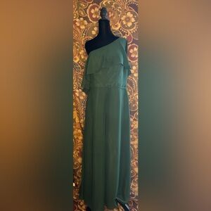 Elegant Forest Green One-Shoulder Jumpsuit